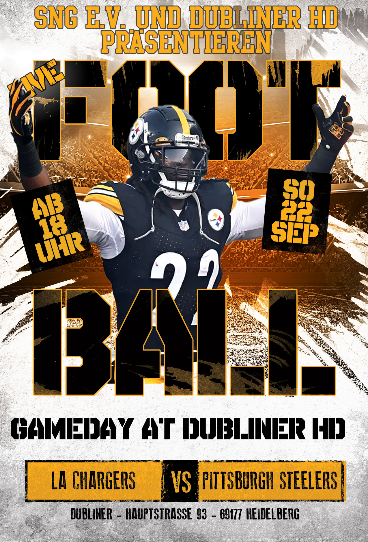 American Football Game Day Flyer Dubliner 22092024